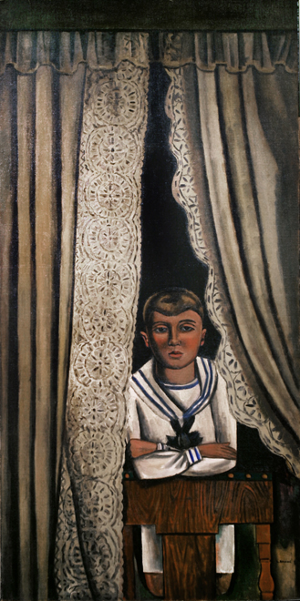 Louis Bouché (1896–1969). 엄마의 소년, c. 1920. 캔버스에 유채. Jane Bouché의 재산 선물. 우드 스탁 예술가 협회 및 박물관.