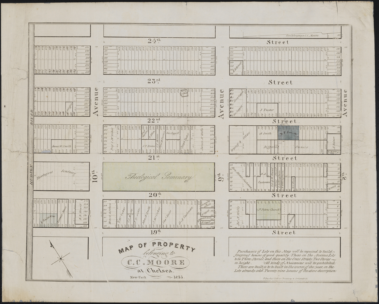 번영 Desobry. 첼시의 CC Moore에 속한 부동산의지도. 1835. 뉴욕시 박물관. 47.294.2