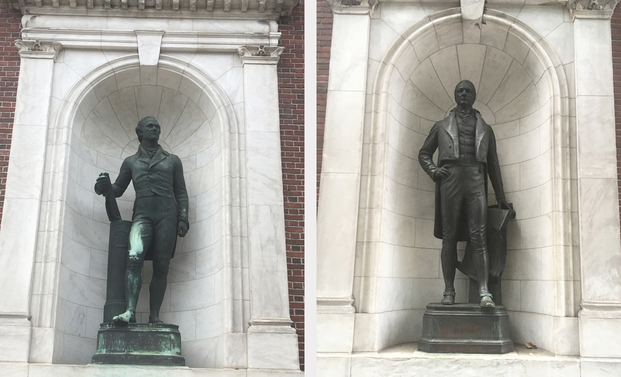 アレクサンダーハミルトンとデウィットクリントンの彫刻