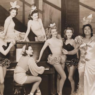 The female cast members from My Dear Public pose for a photograph 