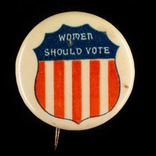 X2011.12.6 Mulheres devem votar DATA: ca. Botão 1890 -1920 (artefato de informação)