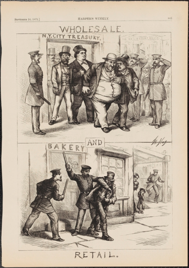 Thomas Nast (1840-1902). Venta al por mayor y al por menor. 1871 Museo de la ciudad de Nueva York. 99.124.5