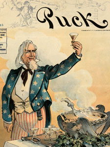 Puck Magazine, Oncle Sam portant un toast à nos soldats à Porto Rico et ailleurs