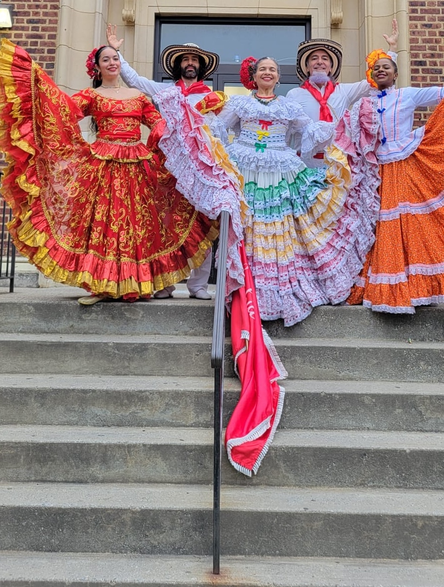 Dancers in traditional Cumbia regalia