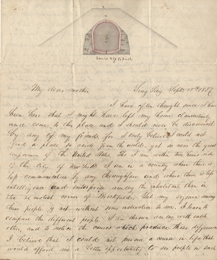Carta de FB Tower a su madre, 15 de septiembre de 1837, en la Colección de Cartas. Museo de la ciudad de Nueva York. 2002.33.1.81