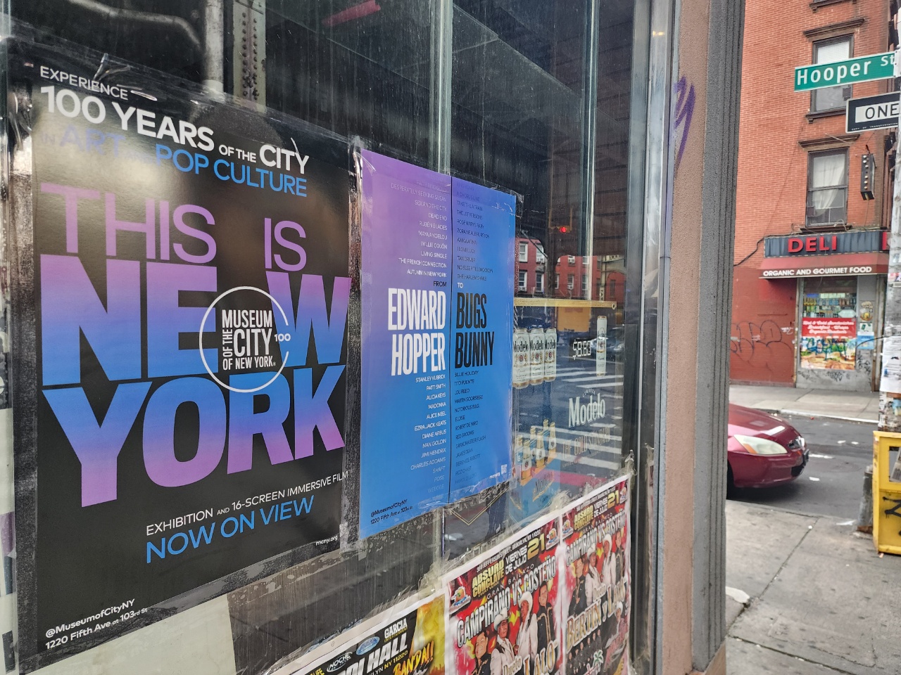 Close up view of wild postings for the exhibition "This Is New York."