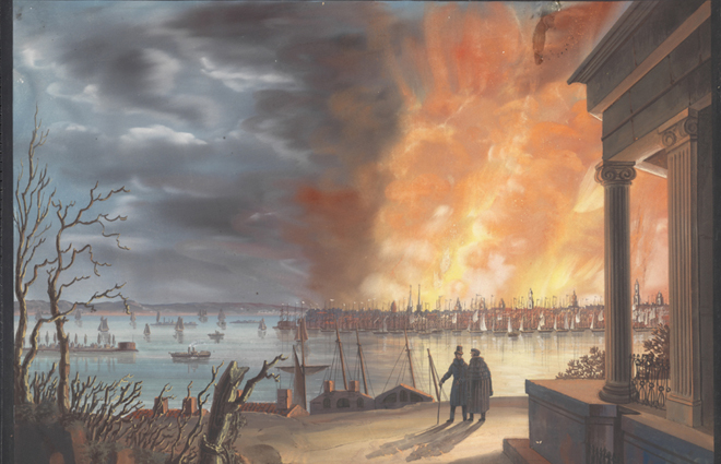 ルイス・タフィアン。 火災、1835年（ブルックリン出身のニューヨーク）。 1835.ニューヨーク市立博物館。 29.100.2497