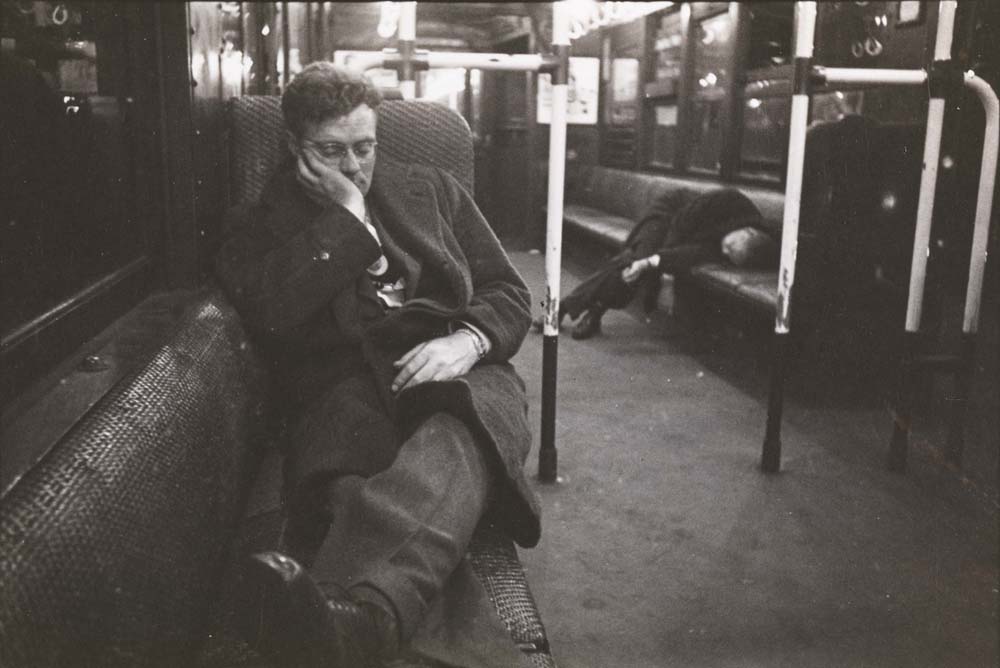 Stanley Kubrick. Life and Love on the New York City Subway. Men sleeping in a subway car. 1946. Museum of the City of New York. X2011.4.10292.73C