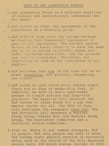 Flyer, “What Is Gay Liberation Front?”