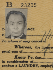 Licence de blanchisserie de Lung Chin à New York