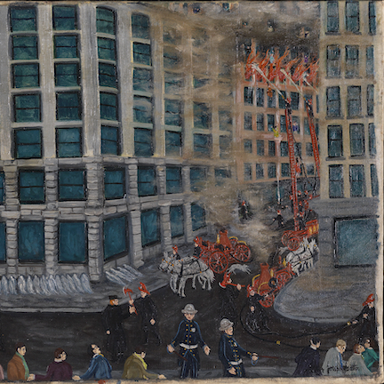 Pintura del desastre del incendio de Triangle Shirtwaist.