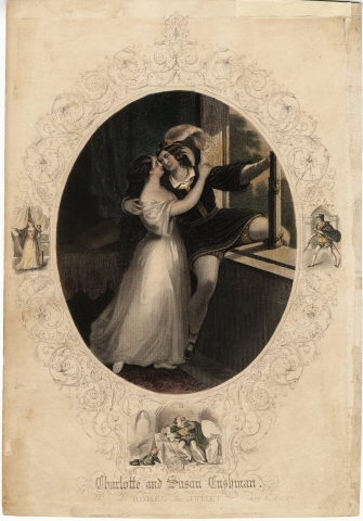 John Tallis & Company의 석판화. [[로미오와 줄리엣의 샬롯과 수잔 쿠시 먼.] ca. 1850. 뉴욕시 박물관. 61.25.4