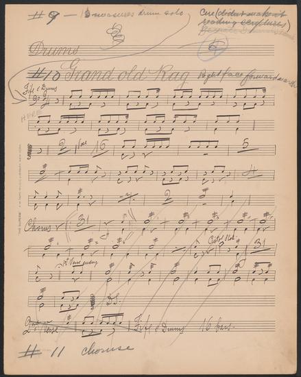 Sheet music with handwritten annotations.