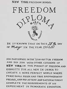 "New York Freedom School, Freedom Diploma" appartenant au leader des droits civiques Bayard Rustin