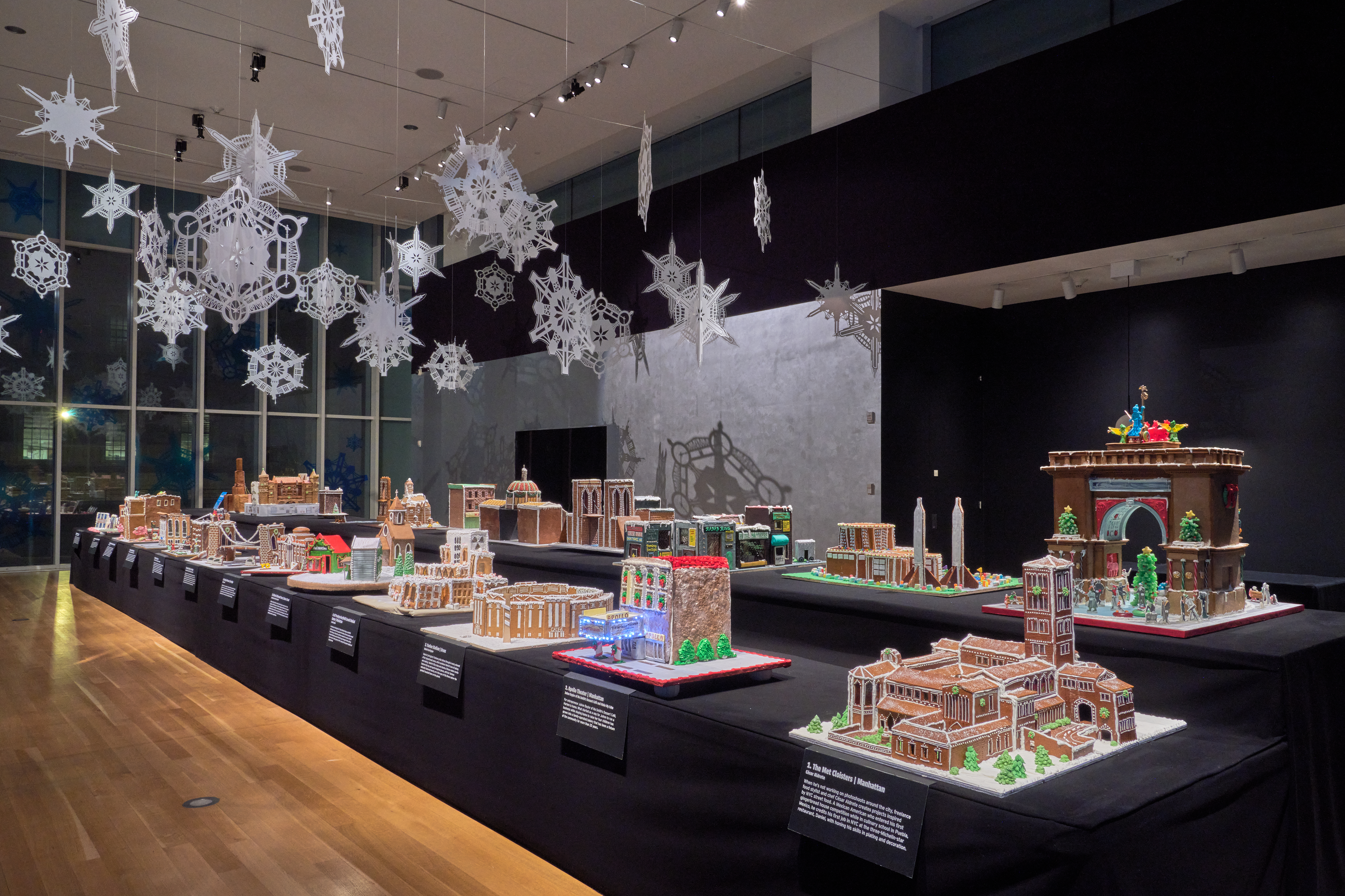 A gallery displaying gingerbread houses.
