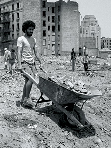 Charlotte Street Cleanup Wheel Barrows