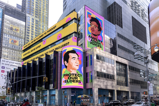 Amanda Phingbodhipakkia’s work in Times Square, photograph by Maria Baranova