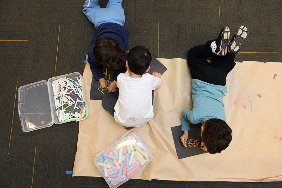 Kids doing art projects