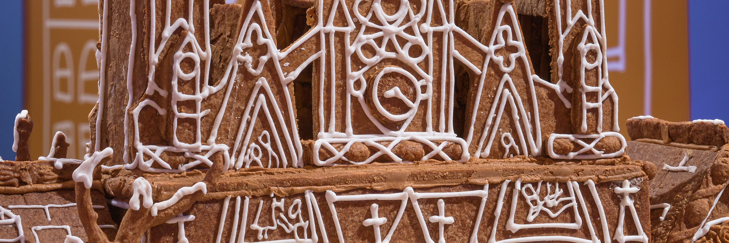 A building recreated in gingerbread and icing