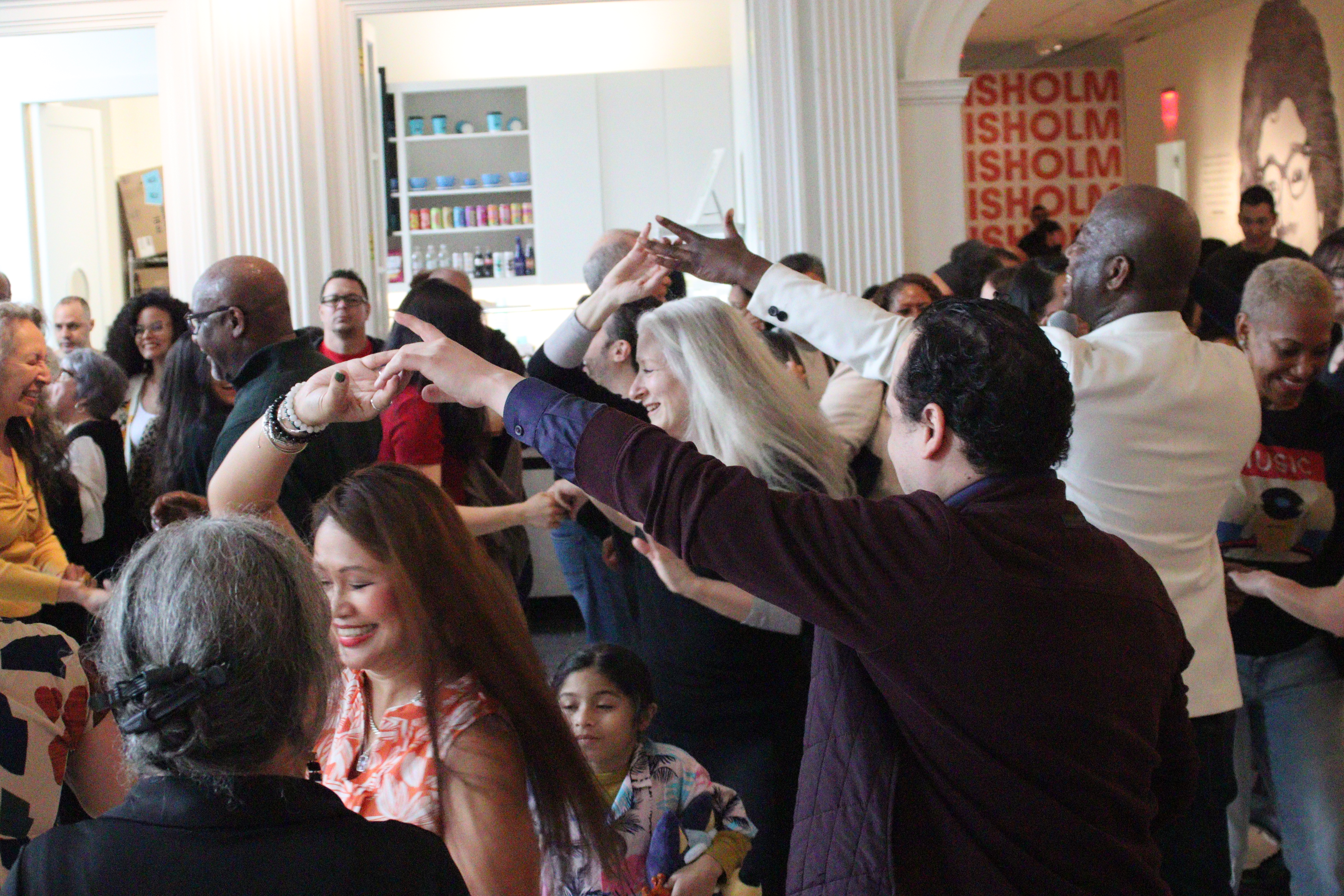 People dancing in a museum
