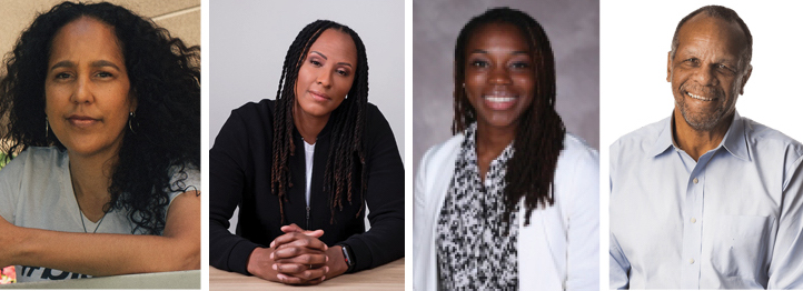 Headshots of Gina Prince-Bythewood; Chamique Holdsclaw; Priscilla Edwards; William Rhoden