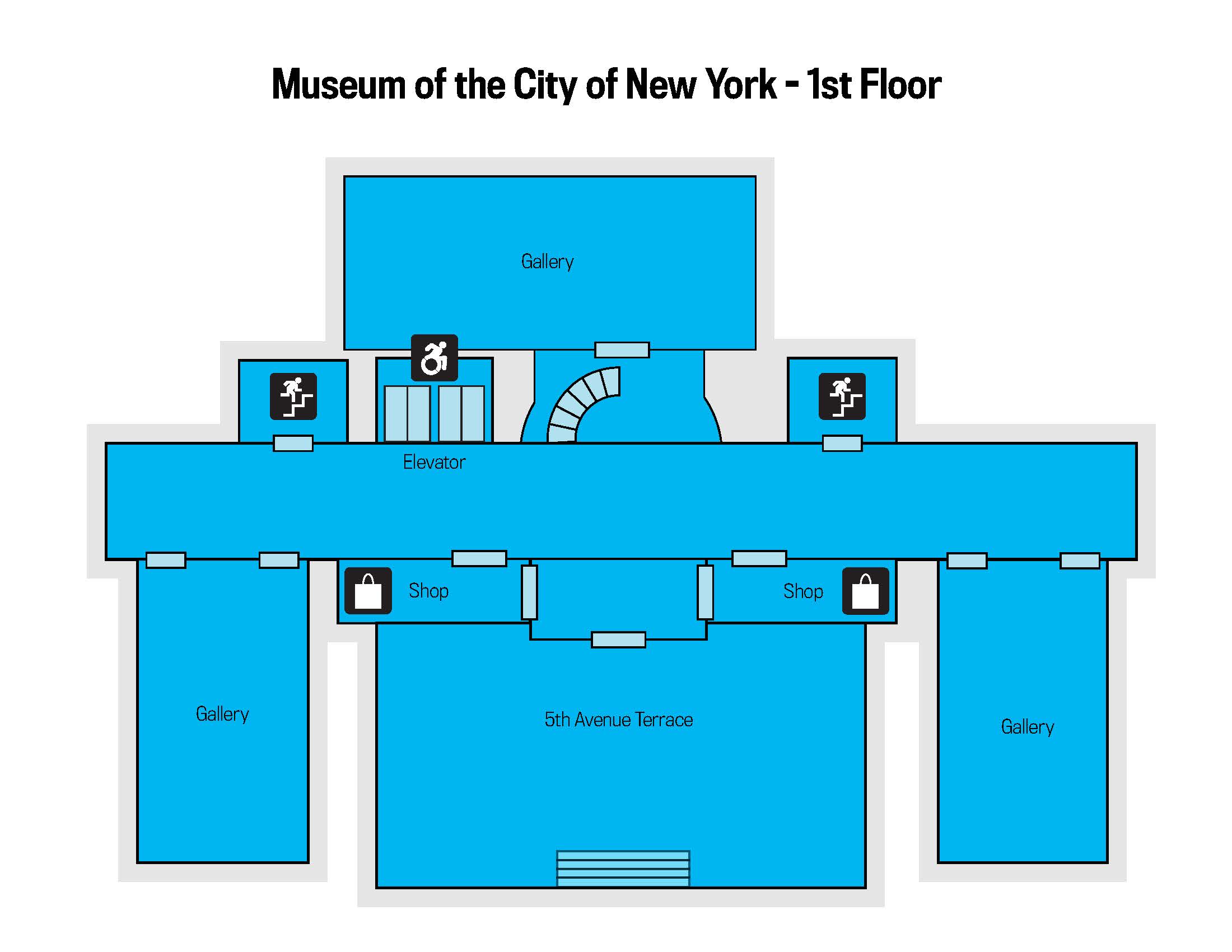 Um mapa da planta baixa do primeiro andar do museu.