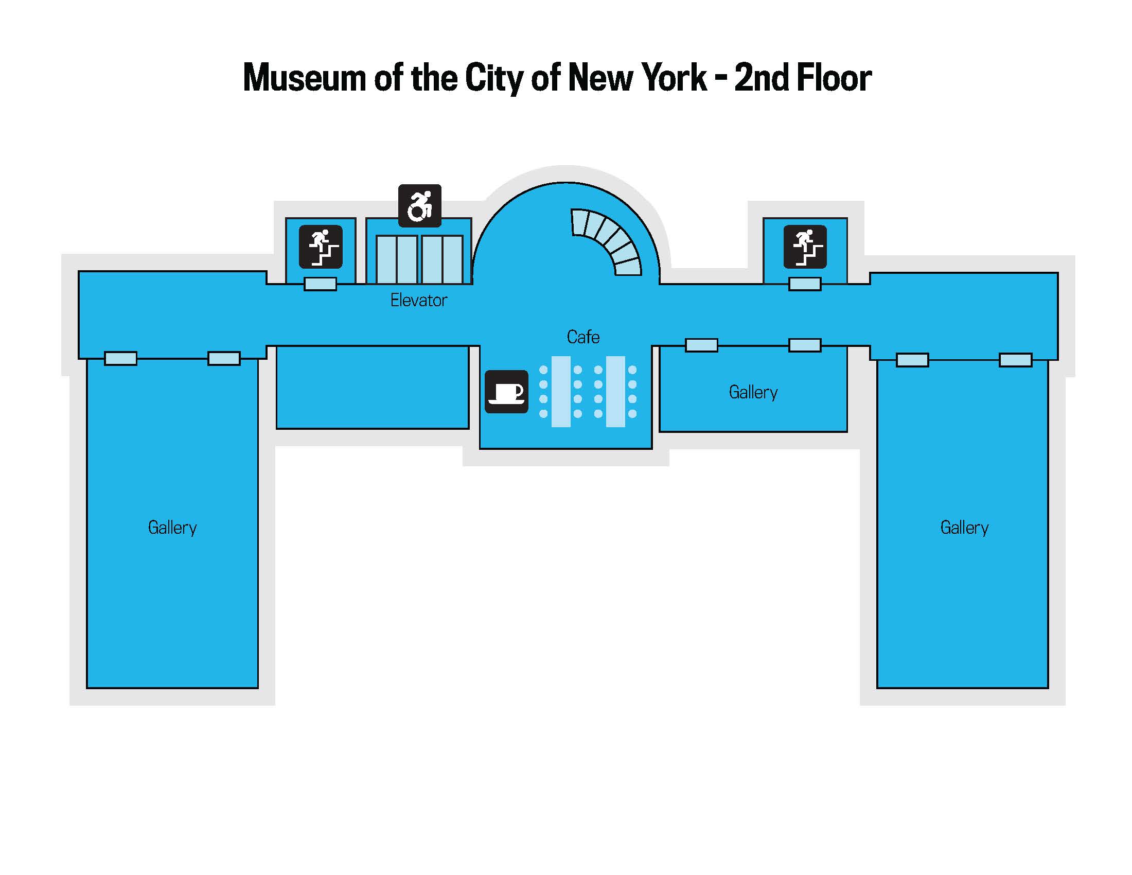 A floor plan of the museum's second floor.