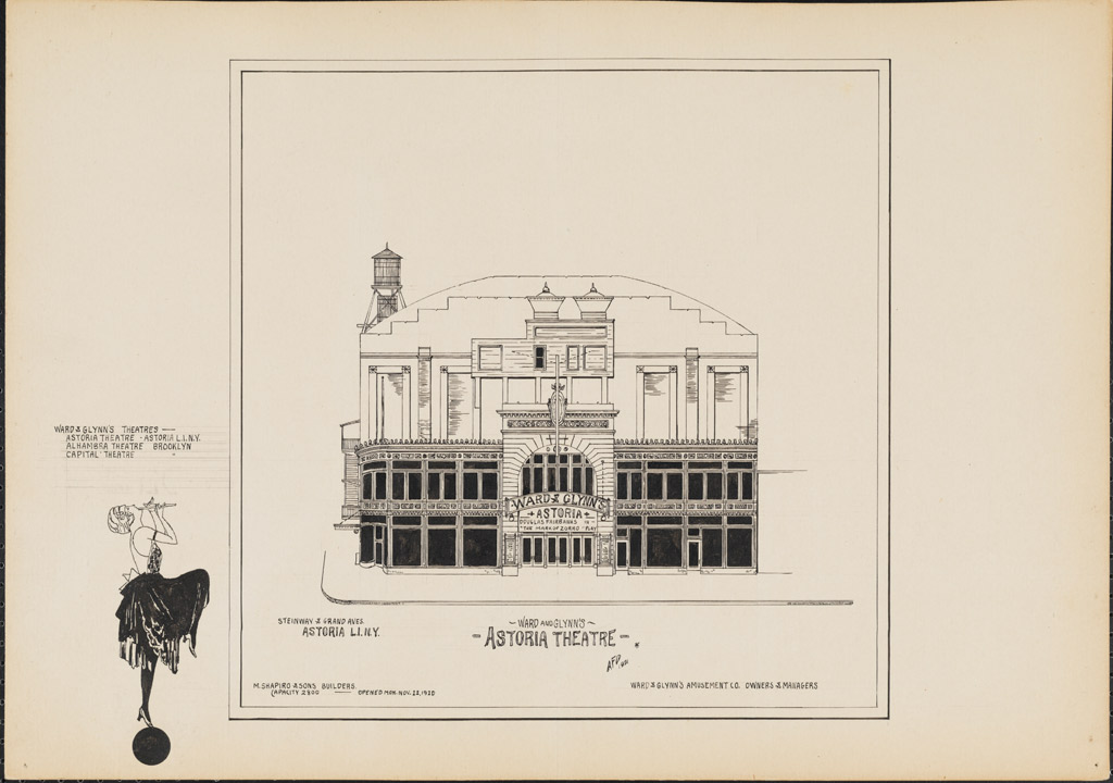 Dessin du Théâtre Astoria de Ward et Glynn, 1921