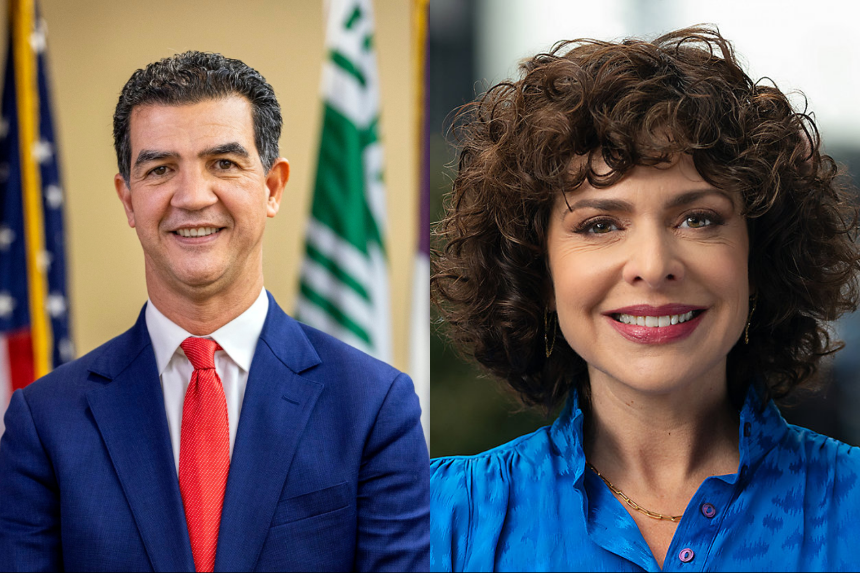 Imagem do comissário Ydanis Rodriguez e da jornalista de trânsito do NY1 Samantha Liebman