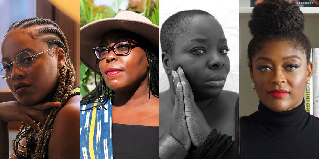 왼쪽부터 Naima Green, Laylah Amatullah Barrayn, Nona Faustine, Dr. Tanisha C. Ford의 이미지 콜라주