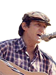 Phil Ochs tocando la guitarra. Imagen de Mark Sarfati, 1975, cortesía de Mark Sarfati.