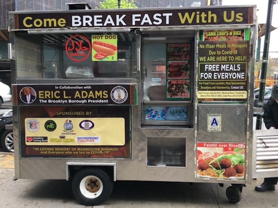 [A food truck offering free Iftaar meals since mosques were closed due to COVID]