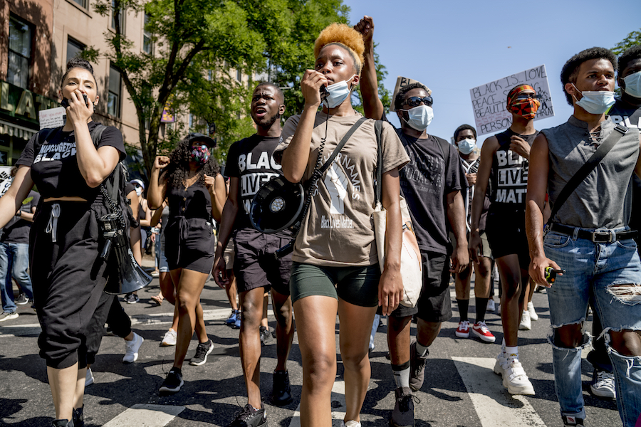 Marchers at the Million People March, Brooklyn NYC on June 19, 2020