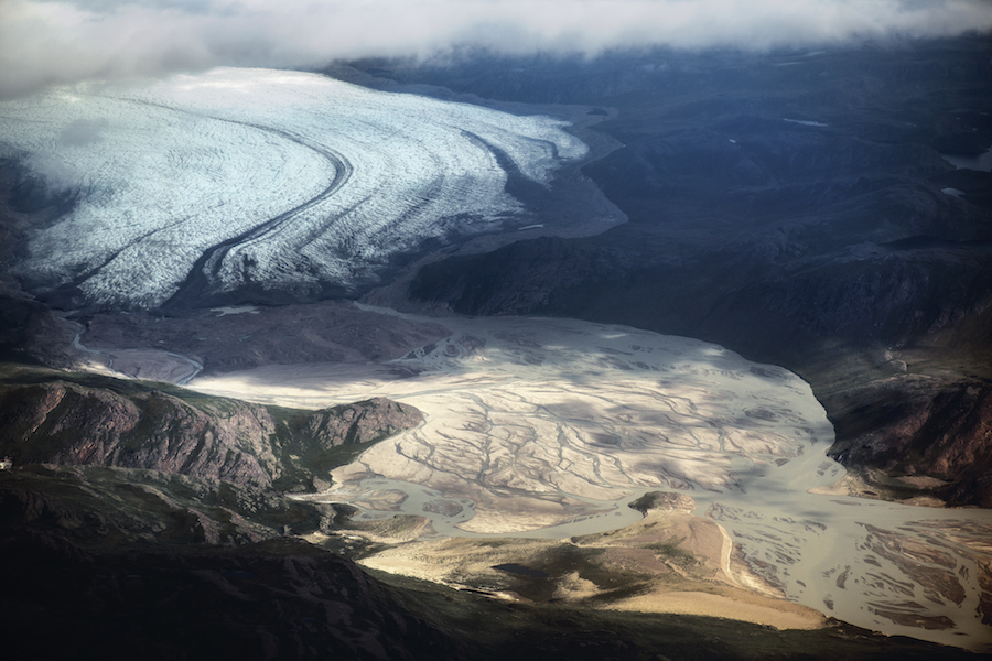 The edge of the ice sheet close to Kangerlussuaq with rivers of meltwater.