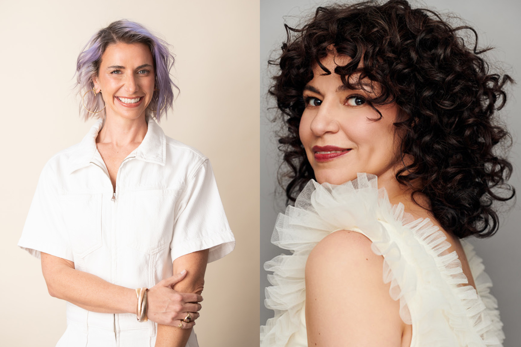Portraits of Emily Tisch Sussman and Mandy Gonzalez