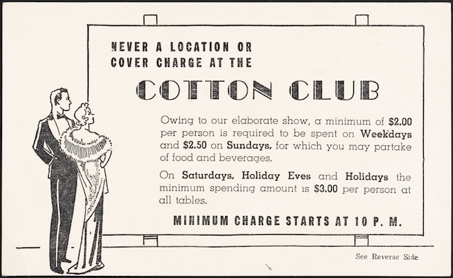 Anúncio do Cotton Club.
