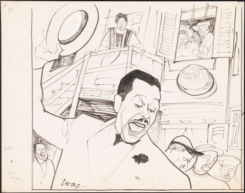 Boceto de Cab Calloway como Sportin 'Life en Porgy y Bess