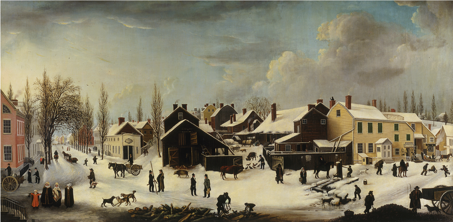 Louisa Ann Coleman, Scène d'hiver à Brooklyn, New York, 1817-1820, 1853. Musée de la ville de New York. 53.2.