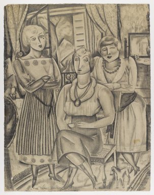 Louis (George Louis Robert) Bouché (américain, 1896-1969). The Three Sisters, 1918. Graphite sur papier vergé crème, moyennement épais et modérément texturé, feuille: 24 3/16 x 18 7/8 in. (61.4 x 47.9 cm). Musée de Brooklyn, Don d'Ettie Stettheimer, 45.121.