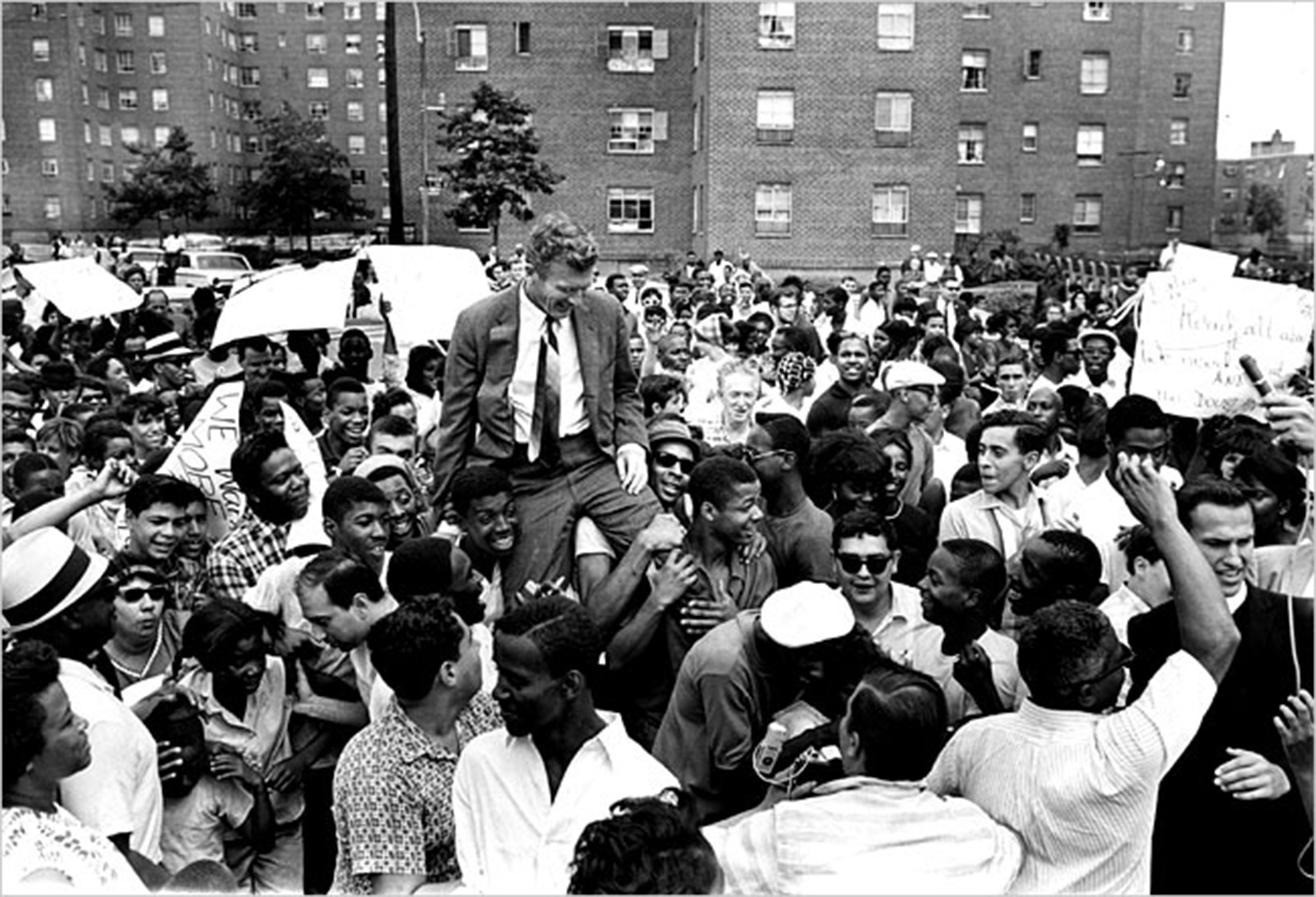 Mayor John Lindsay is cheered by crowds at Flatlands