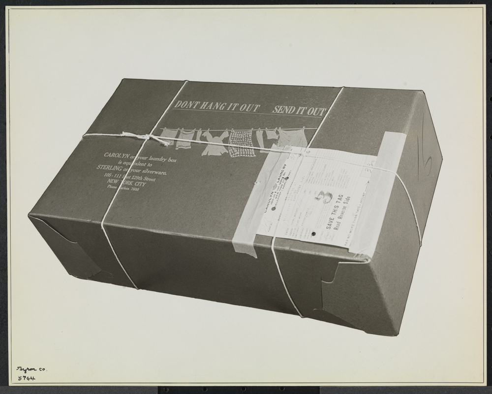 Byron Company (New York, N.Y.) Carolyn Laundry, 111 East 128th St., Interior, Box of Laundry. 1929. Museum of the City of New York. 93.1.1.6828
