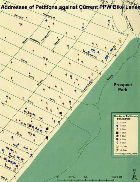 Direcciones de Brooklyn de peticiones contra los carriles para bicicletas actuales de Ppw