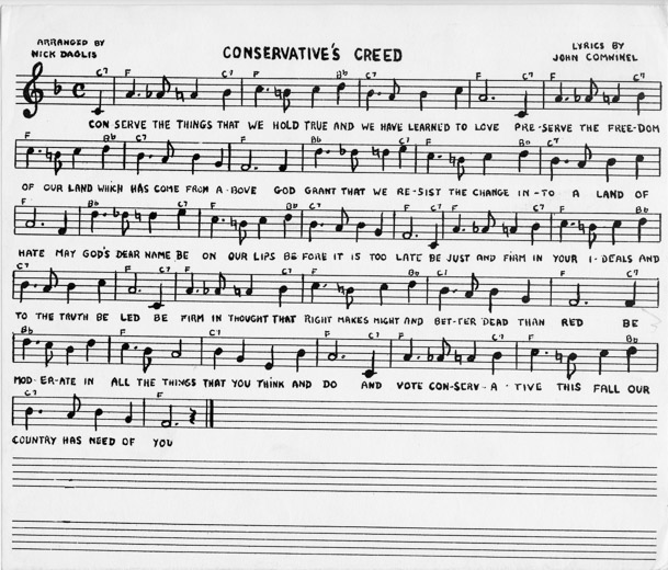 Sheet Music, “Conservative’s Creed”