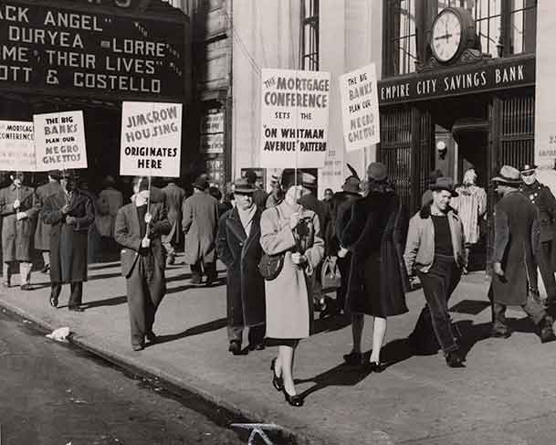 Picket Line In Front Of Empire City Bank