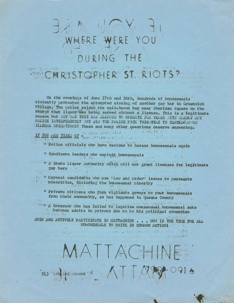 Folleto de la Sociedad Mattachine de Nueva York