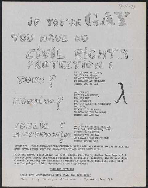 Gay Activists Alliance Flyer