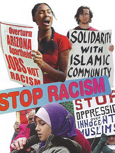 엽서, "인종차별과 반무슬림 편견에 반대하라"