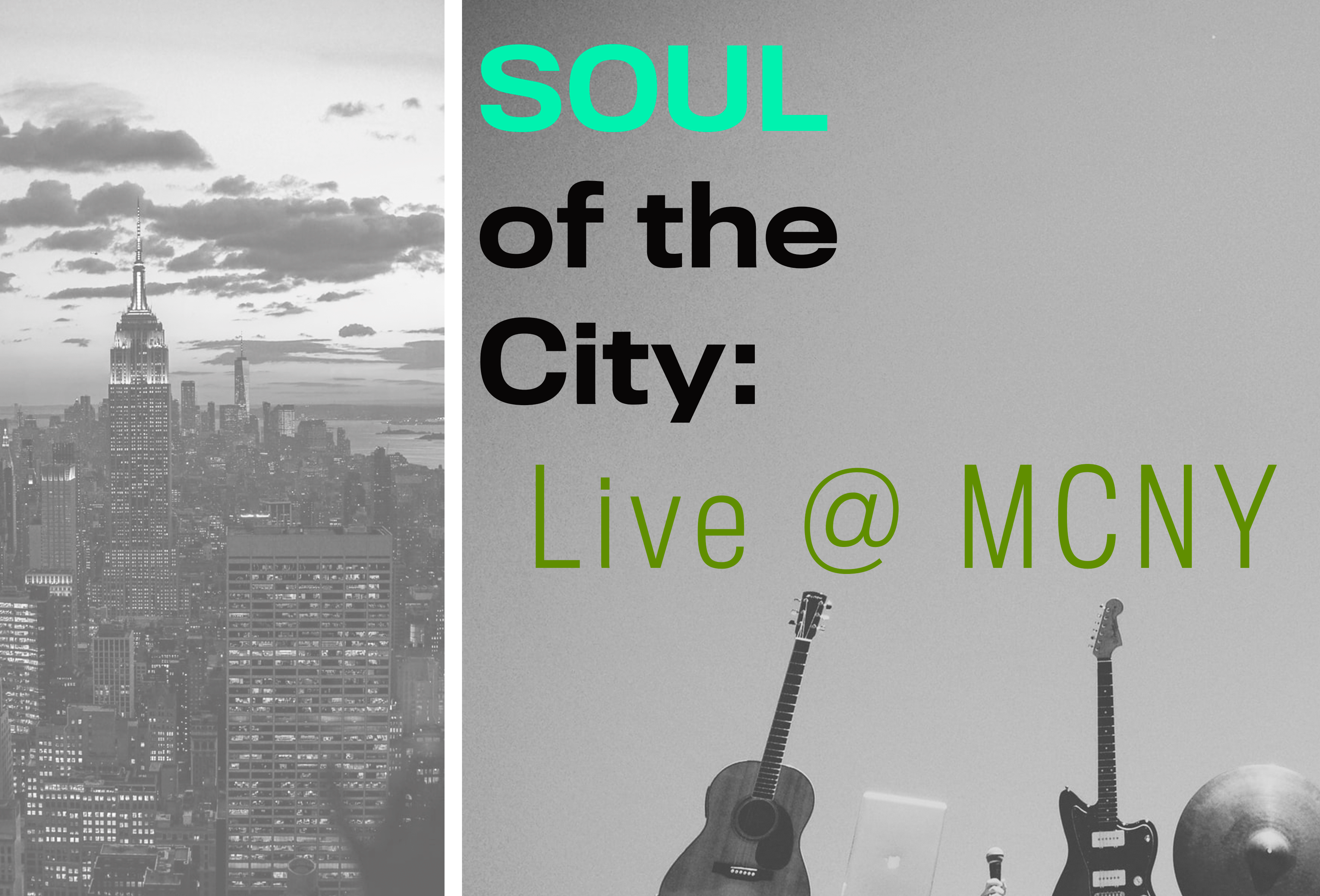 Soul of the City 시리즈 이미지: 공중에 떠 있는 마천루와 악기.
