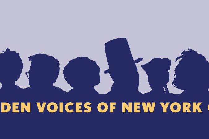 Une bannière comprenant six images de silhouettes des personnages présentés dans les guides de ressources Hidden Voices : Antonia Pantoja, Bayard Rustin, Elsie Richardson, David Ruggles, Wong Chin Foo et Sylvia Rivera.