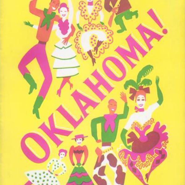 A museum photo of a Souvenir Program for Oklahoma! theatrical performance in 1943.